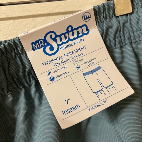 Mr Swim Shorts Men's 2XL XXL Technical Swim Trunks Blue - Picture 3 of 7